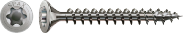 SPAX Edelstahlschraube, 3,5 x 16 mm, 200 Stück, Vollgewinde, Senkkopf, T-STAR plus T15, 4CUT, Edelstahl rostfrei A2, 4197000350167